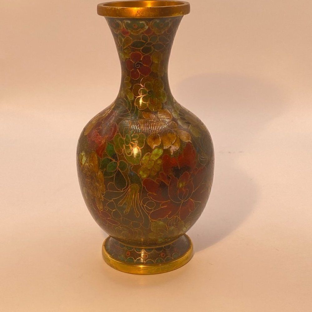 Antique Chinese Floral Cloisonne Enamel Vase